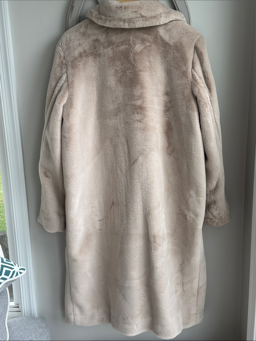 Rachel Zoe Beige Faux Fur Plush Cream Teddy Glam Long Luxury jacket size L NWT - Picture 6 of 9